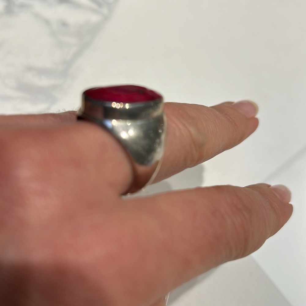 African Ruby And Sterling Ring - image 2
